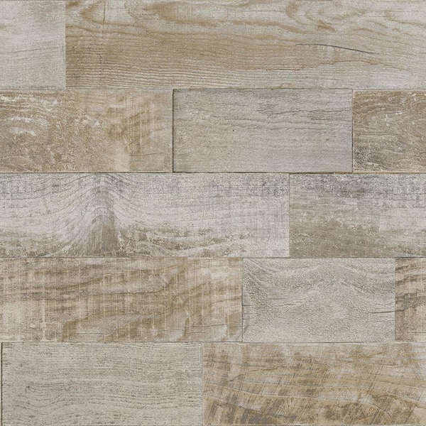 SCOTT LIVING Brown Salvaged Plank Natural Self Adhesive Wallpaper Sample