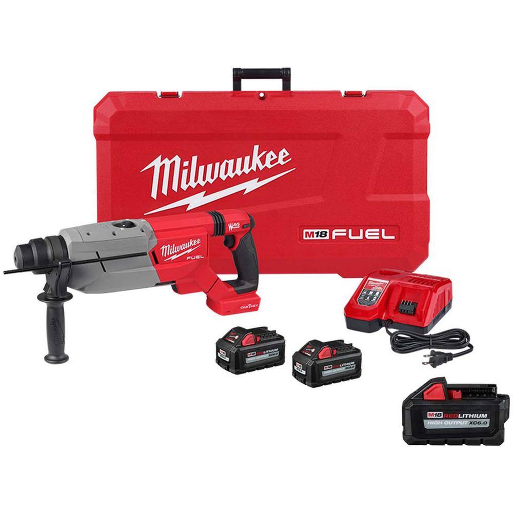 Milwaukee M18 FUEL ONE-KEY 18V Lithium-Ion Brushless Cordless 1-1/4 in. SDS-Plus D-Handle Rotary Hammer Kit w/(3) 6.0 Ah Batteries -  2916-22-48-11
