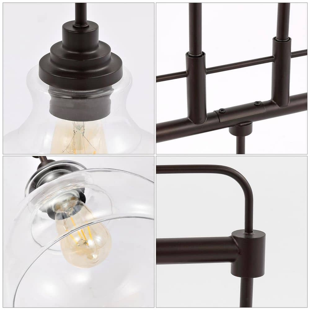 Marlowe 32.5" Oil-Rubbed Bronze 3-Light Industrial Farmhouse LED Pendant