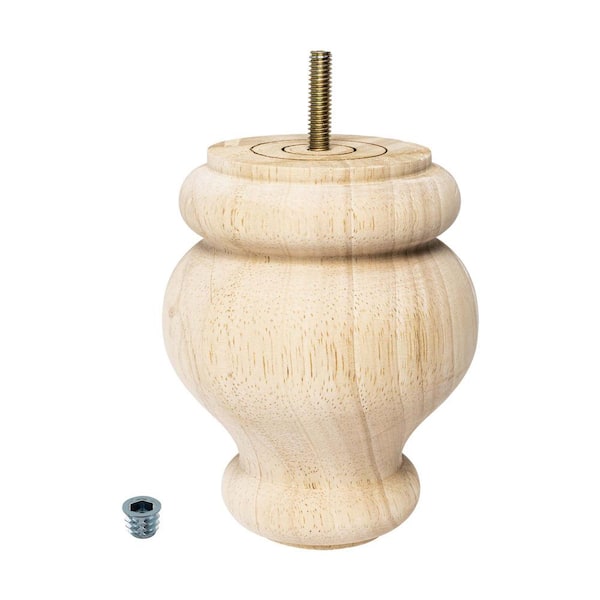 American Pro Decor 5 in. x 4 in. Unfinished Solid Hardwood Round Bun Foot