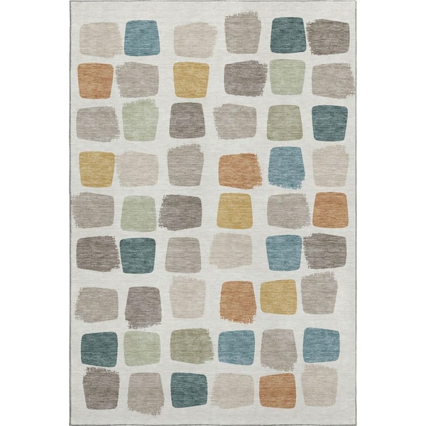 Mayfield Premium Machine Washable Abstract AMF2501 Ivory 10 ft. x 14 ft. Area Rug