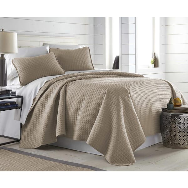 Southshore Fine Linens Vilano Oversized Taupe Microfiber Full/Queen Quilt and Sham Set