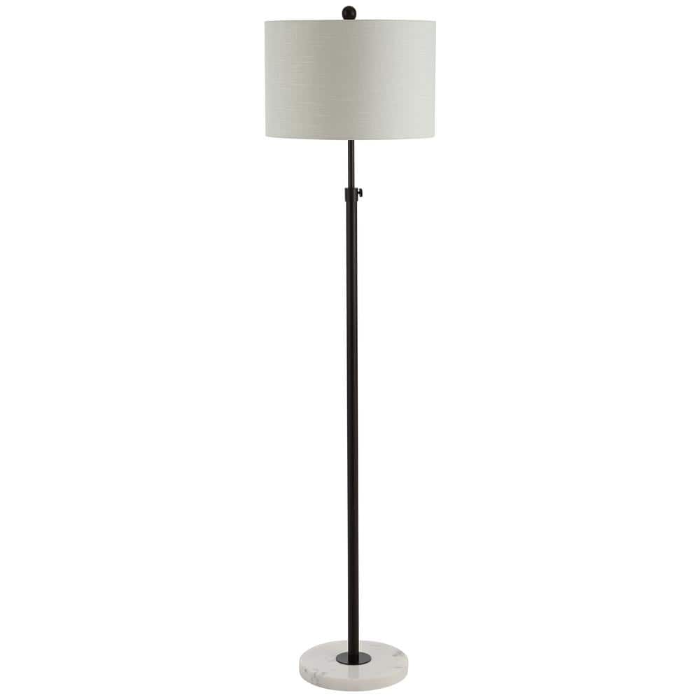 June Contemporary Adjustable 66" Oil-Rubbed Bronze Floor Lamp with White Linen Shade