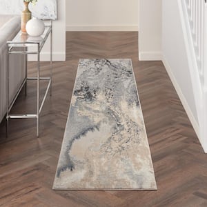 Maxell Grey 2 ft. x 10 ft. Abstract Contemporary Kitchen Runner Area Rug