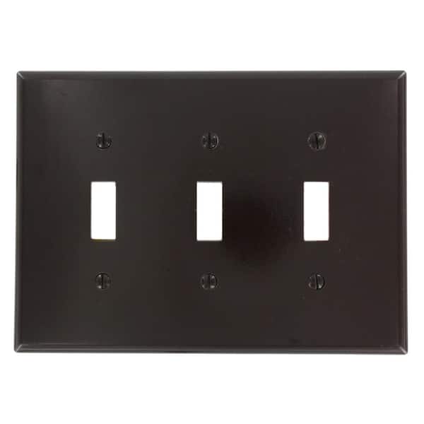 Leviton 3-Gang Brown Toggle Plastic Midway/Midsize Wall Plate (1-Pack) 80511