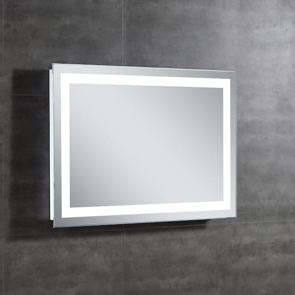 OVE Decors 39 in. W x 28 in. H Frameless Rectangular LED Light Bathroom Vanity Mirror in Glass