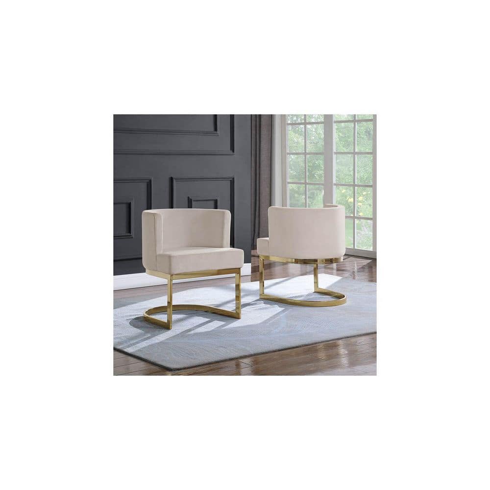 25.5 in. H Black Finish Velvet Upholstery Round Barrel Chair (Set of 2) with Straight Arm