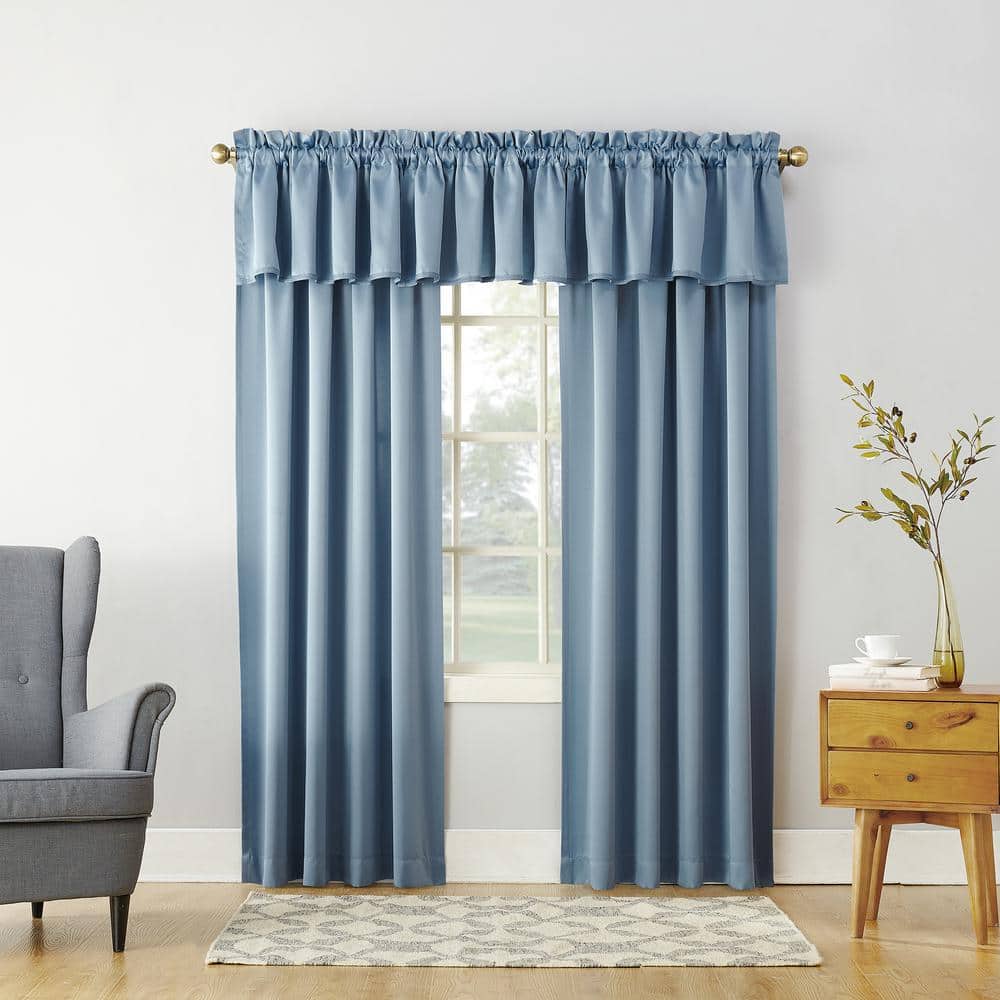 Vintage Blue Room Darkening Rod Pocket Curtain Panel