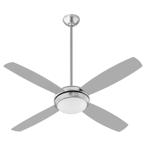 quorum Expo 52 in. 4 Blade 2-Light 9-Watt Medium Base -LED-Light Satin Nickel Ceiling Fan