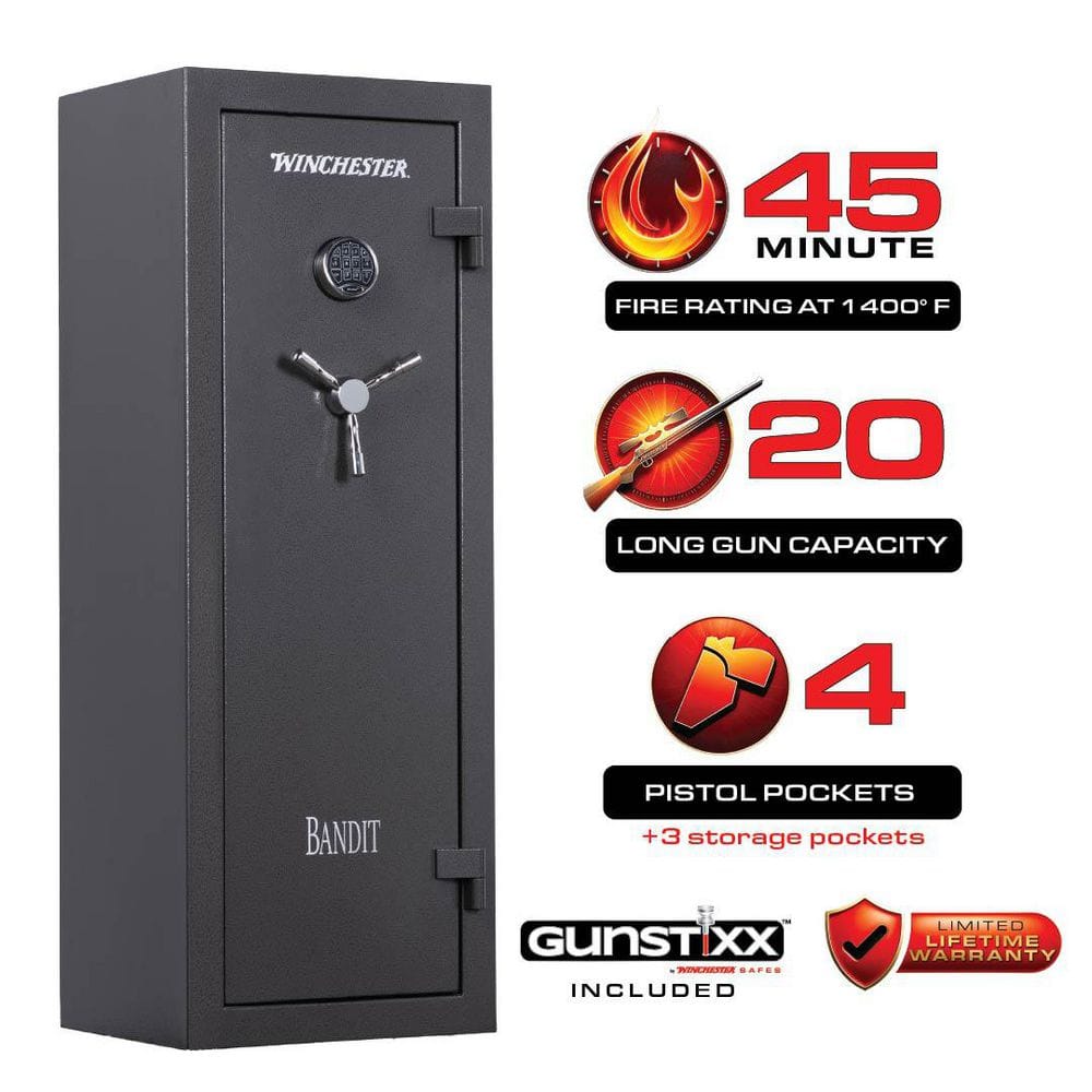 Winchester Safes Bandit 13.8 cu. ft. 20-Gun 45 Minute Fire Rating UL Listed  Electronic Lock B-6022-14-16-E - The Home Depot