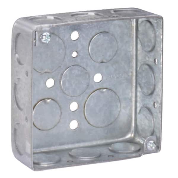 Southwire 4 in. W x 1-1/2 in. D Steel Metallic Drawn Square Box with Sixteen 1/2 in. KO's (50-Pack)