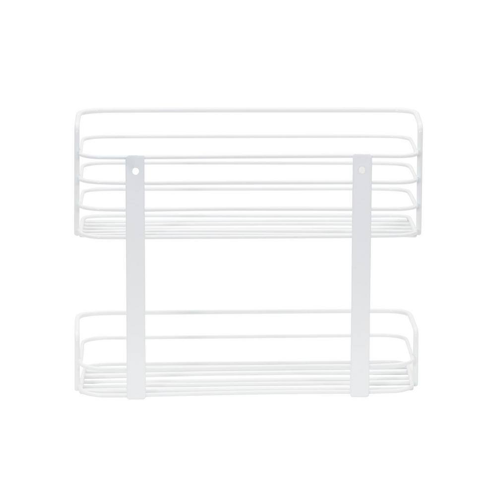 White 2-Tier Steel Wire Basket Door Mount Organizer