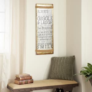 14 in. x  38 in. Metal Gray Motivational Sign Wall Decor with Rope Accent