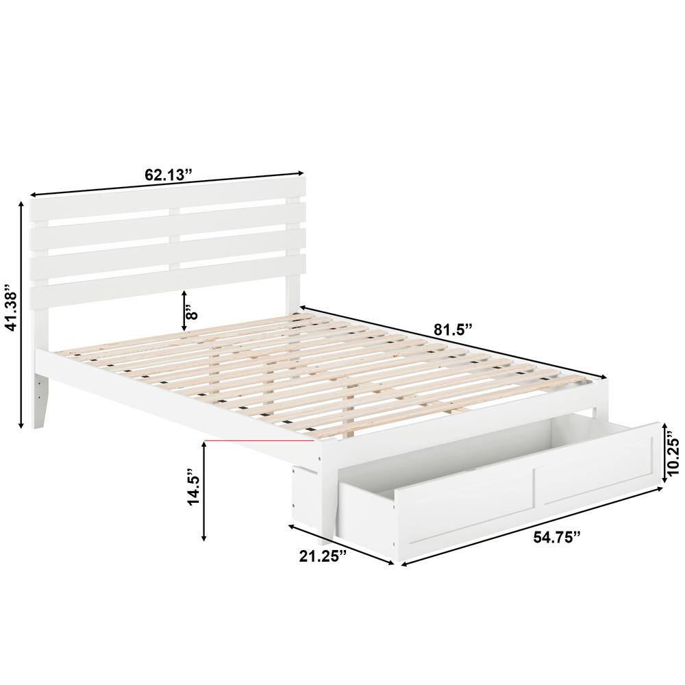 Oxford White Queen Upholstered Bed with Storage Drawer