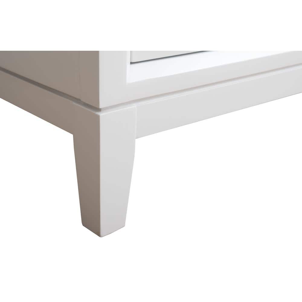 60" White Double Sink Bathroom Vanity with Engineered Marble Top