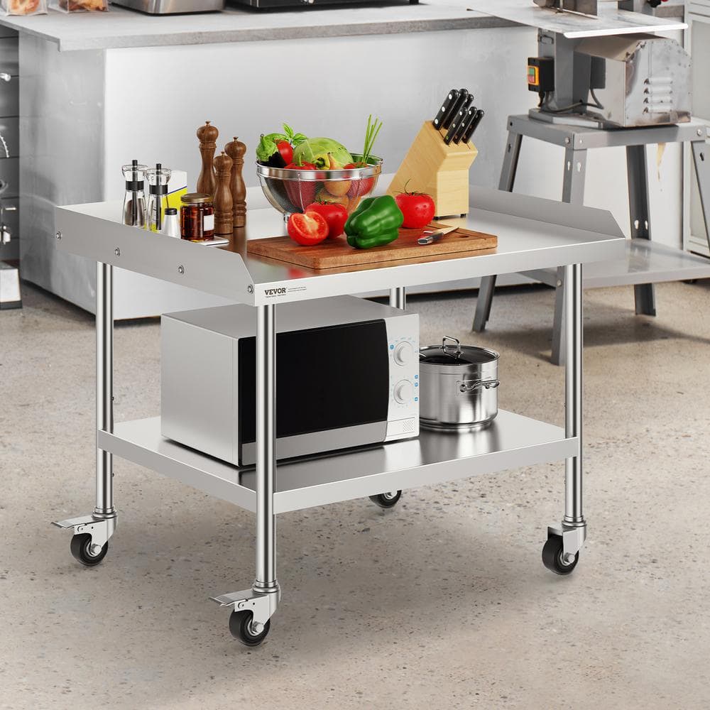 Heavy Duty Stainless Steel Kitchen Prep Table with Wheels