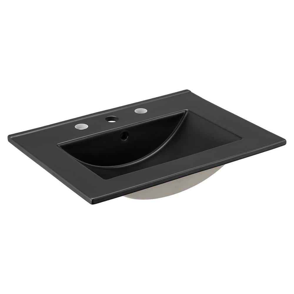 Cayman Black Ceramic 24" Above-Counter Bathroom Sink