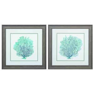 19 in. X 19 in. Distressed Gallery Picture Frame Teal Coral on White (Set of 2)