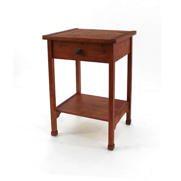 HomeRoots Mariana 24 in. Brown 1-Drawer Rustic Wooden Accent Table