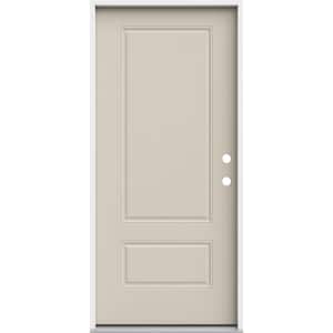 36 in. x 80 in. 2 Panel Euro Left-Hand/Inswing Primed Steel Prehung Front Door