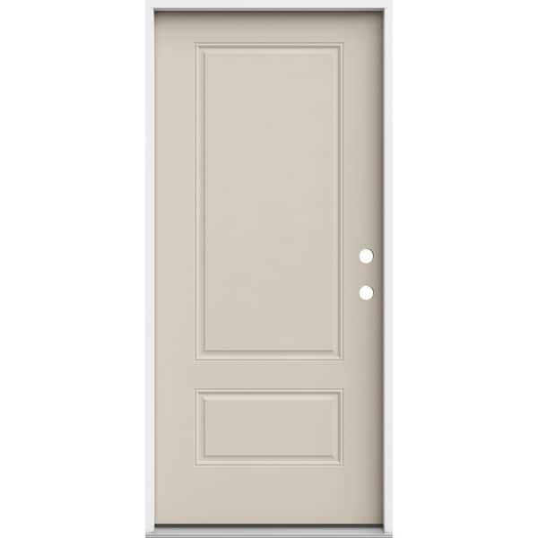 JELD-WEN 36 in. x 80 in. 2 Panel Euro Left-Hand/Inswing Primed Steel Prehung Front Door