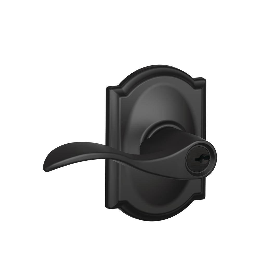 Camelot Matte Black Keyed Entry Accent Door handle
