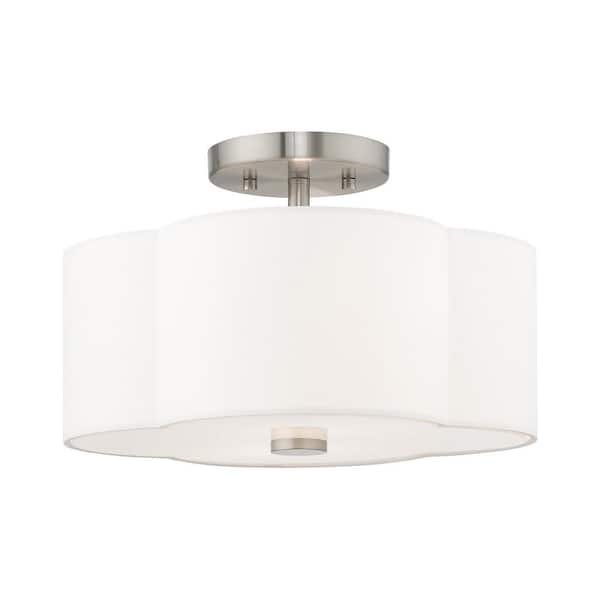 Livex Lighting Chelsea 2 Light Brushed Nickel Semi Flush Mount