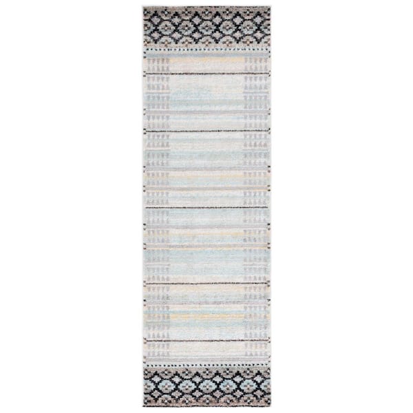 SAFAVIEH Adirondack Ivory/Blue Gray 3 ft. x 8 ft. Diamond Border Runner Rug