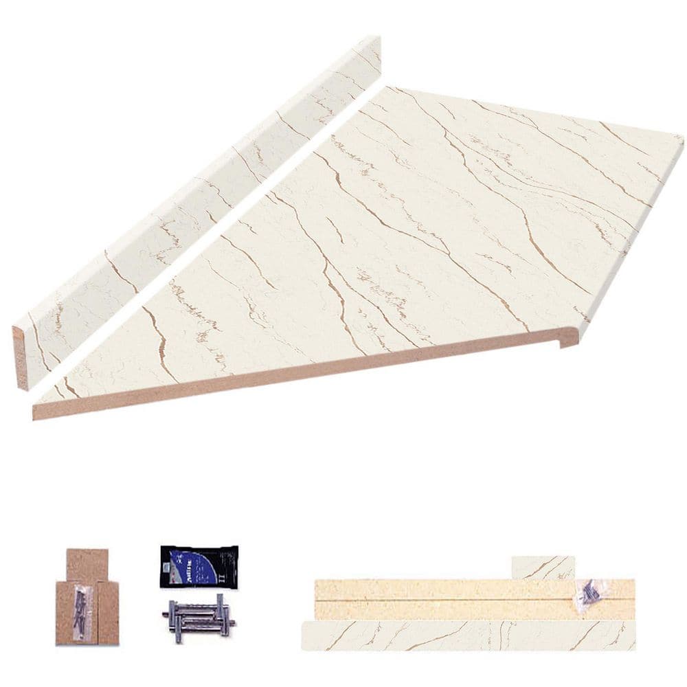 8 ft. Left Miter Laminate Countertop All-Inclusive Kit in Textured Oro Quartz with Eased Edge and Loose Backsplash price history on PriceWatchPro