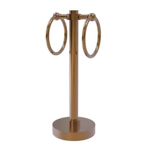 Vanity Freestanding Top 2-Towel Ring Guest Towel Holder in Brushed Bronze