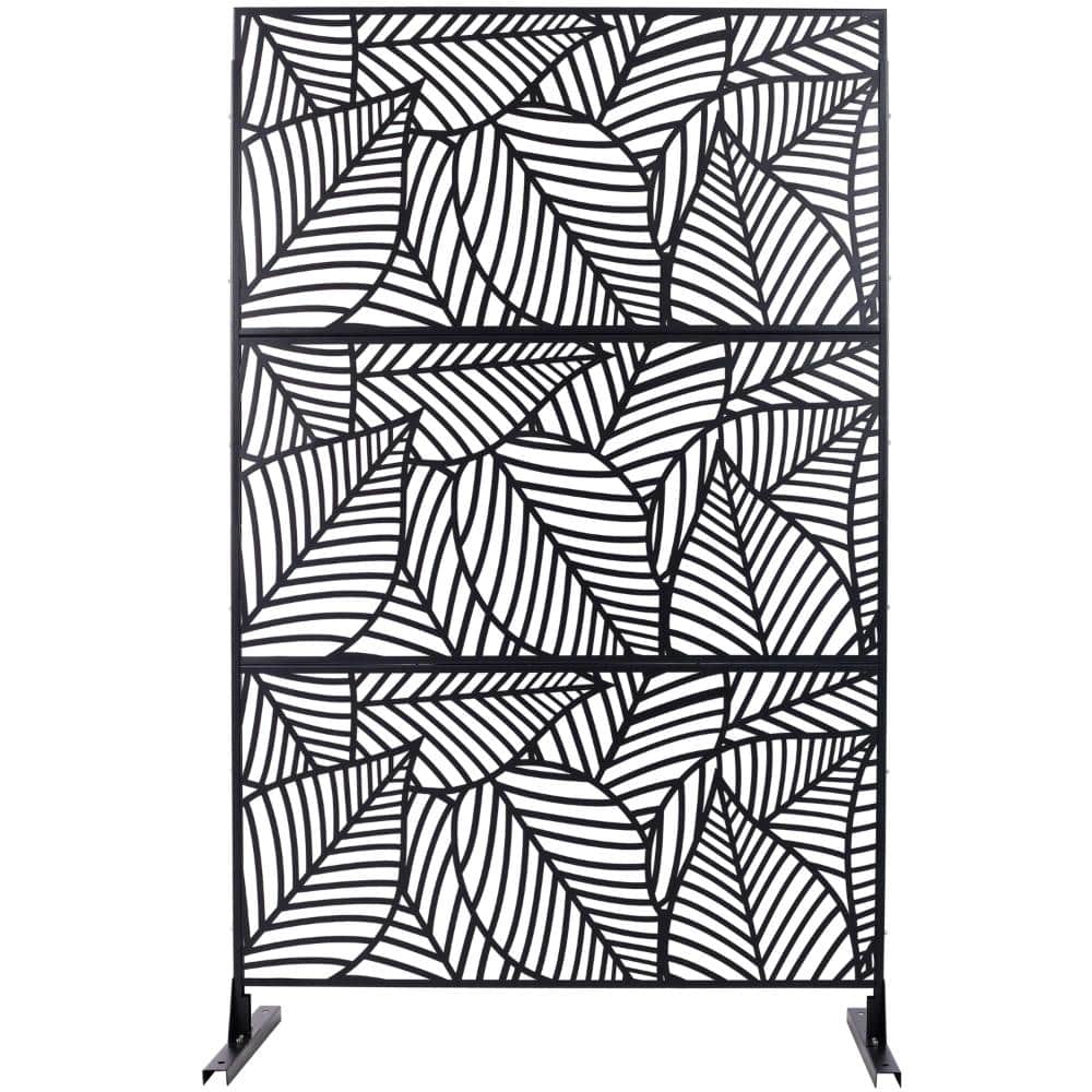 "48"" H x 76"" W Black Metal Privacy Screen with Stable Base, Privacy Fence Panels for Outdoor Freestanding" price history on PriceWatchPro