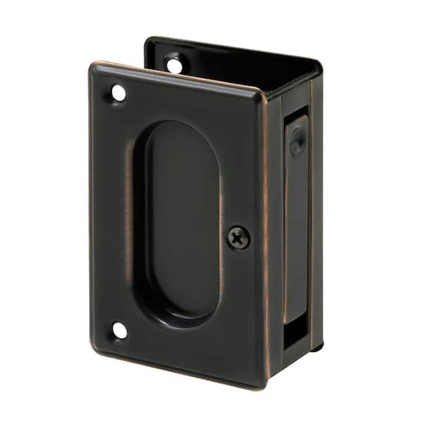 Prime-Line 3-3/4 in. x 2-1/2 in., Solid Brass with Classic Bronze Finish, Pocket Door Passage Pull
