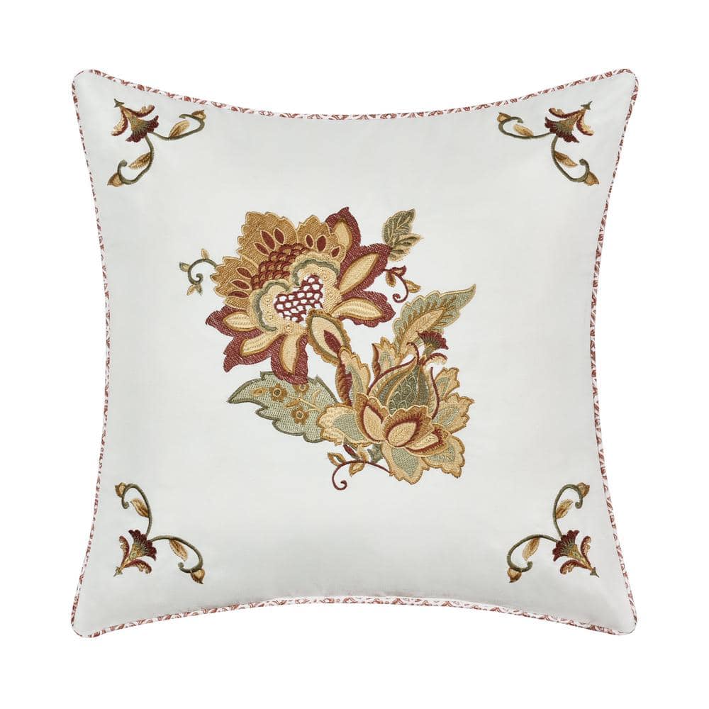Janessa Spice Polyester Jacobean 16 Square Decorative Throw Pillow 16 In