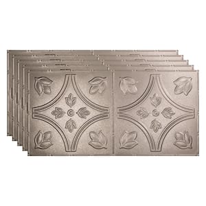 Traditional #5 2 ft. x 4 ft. Glue Up Vinyl Ceiling Tile in Galvanized Steel (40 sq. ft.)