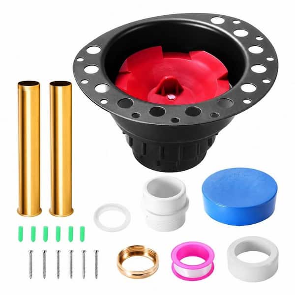 1-Piece Freestanding Tub Drain Rough in Kit in Black, PVC Adapter, Brass Tail Pipes Included, Bathtub Drain Accessory