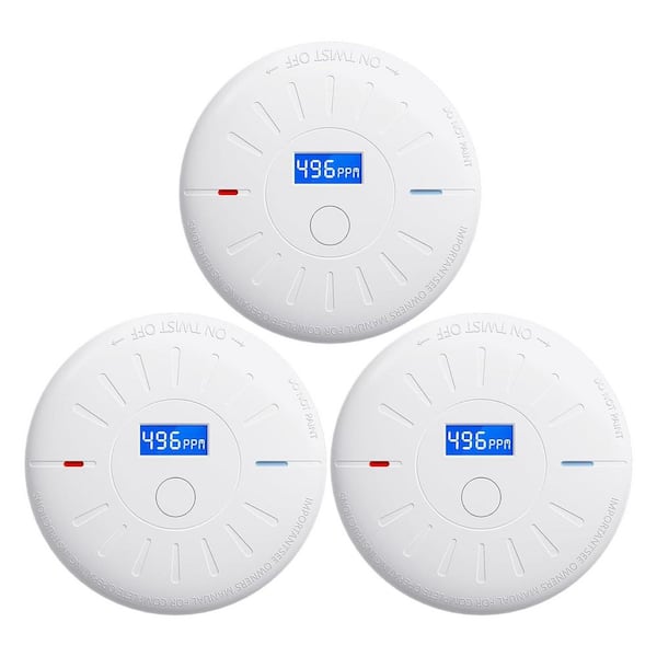 3-Pack 10-Year Batt Operated Smoke Detector Carbon Monoxide Alarm Portable Photoelectric Fire Co Detector