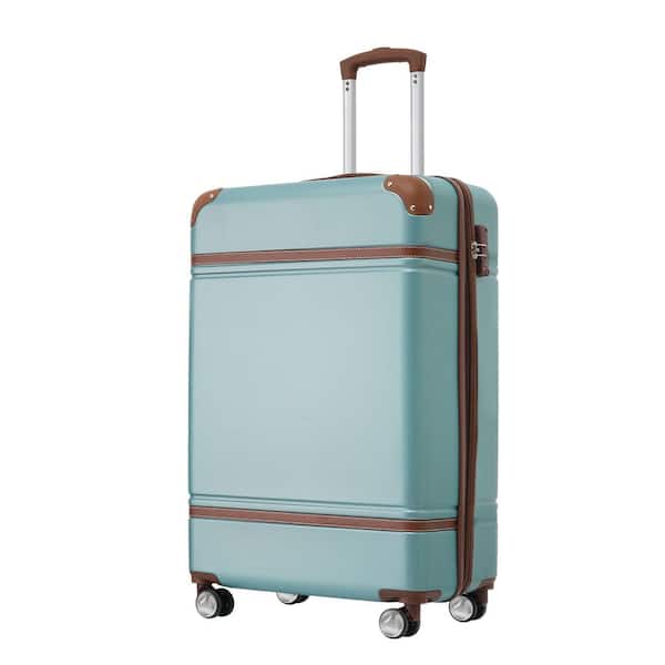 Tatahance 20 in. Blue & Green Vintage Luggage Expandable Lightweight Suitcase with TSA Lock and Spinner Wheels