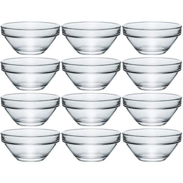 Set of 12 Clear Lead-Free Glass Sauce Dipping Bowls 3 in. Dia. for Soy Vinegar Honey Appetizer 12-Piece