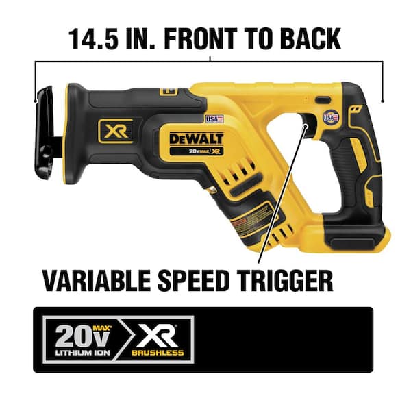 DEWALT DCS367BW230C 20V MAX XR Cordless Brushless Compact Reciprocating Saw, (1) 20V Lithium-Ion 3.0Ah Battery, and 12V-20V MAX Charger - 2