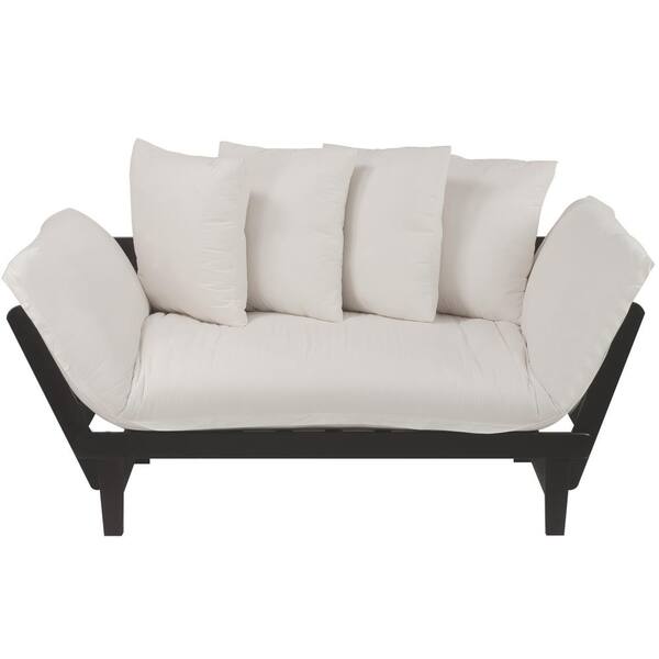 Casual Home Casual Espresso Frame/Ivory Fabric Cover Lounger Sofa Bed