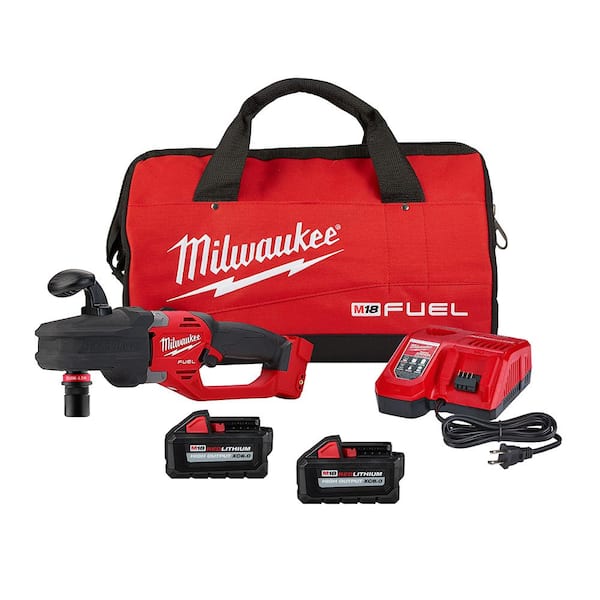 Milwaukee M18 FUEL 18V Lithium-Ion Brushless Cordless Hole Hawg 7/16 in. Right Angle Drill Kit w/Quick-Lok, Two 6.0Ah Batteries