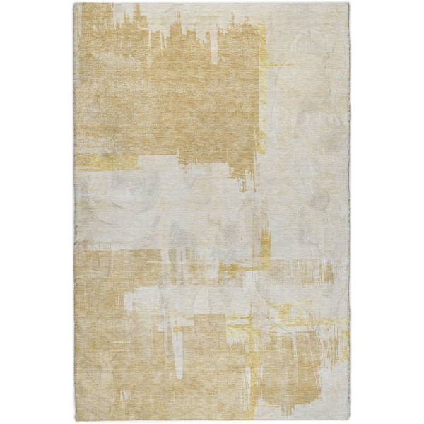 Dream Shag Premium Machine Washable Abstract ADS624 Beige 10 ft. x 14 ft. Area Rug