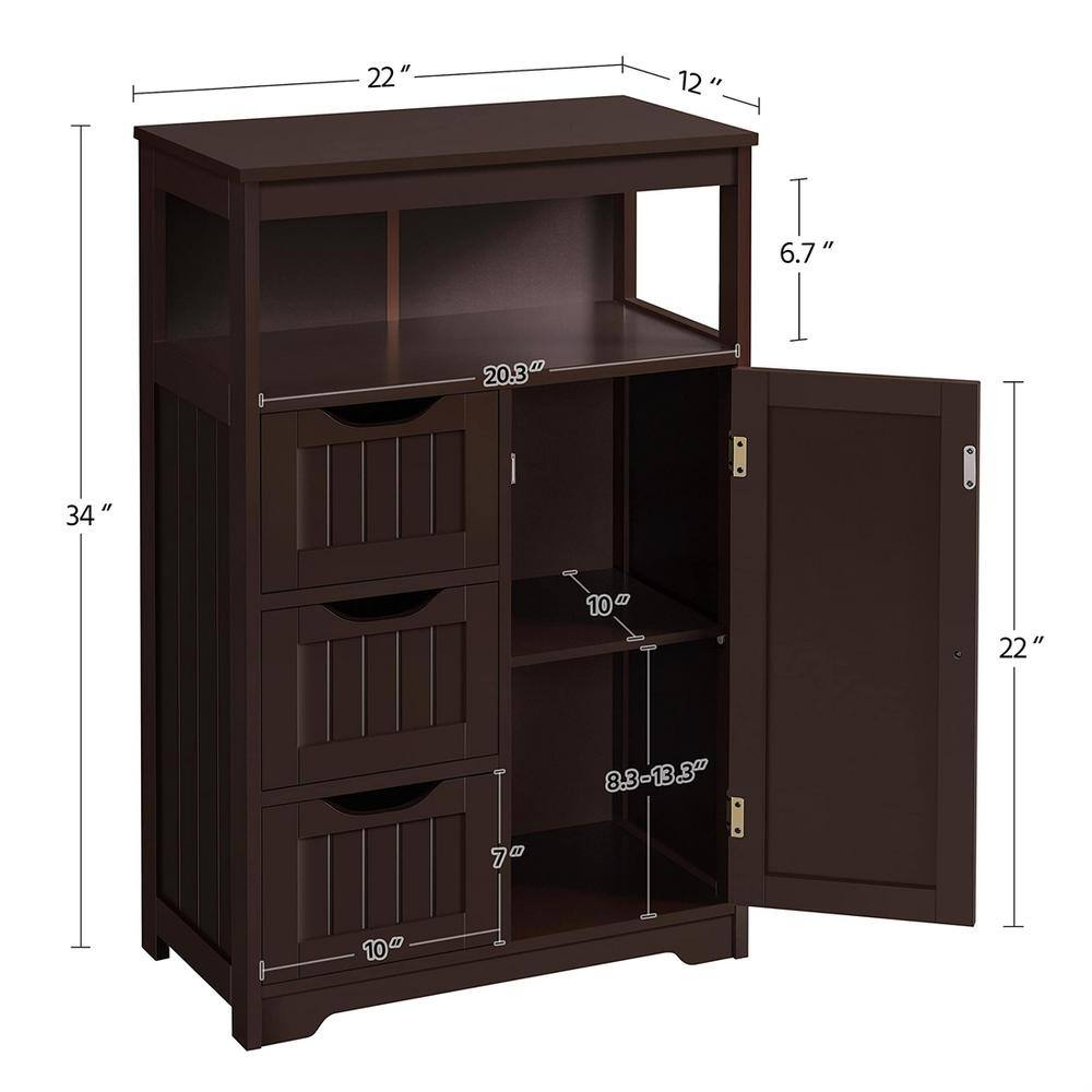 Espresso MDF Freestanding Cabinet with Adjustable Shelving