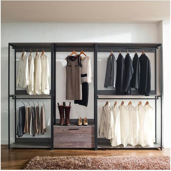 HOME IMPORTS EMPORIUM Rustic Gray 38.5 in. Wardrobe Walk in Closet System
