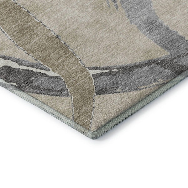 Mayfield Premium Machine Washable Abstract AMF1022 Beige 9 ft. x 12 ft. Area Rug