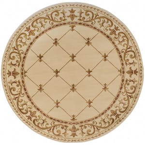 Sensation Border Ivory 6 ft. Round Indoor Area Rug