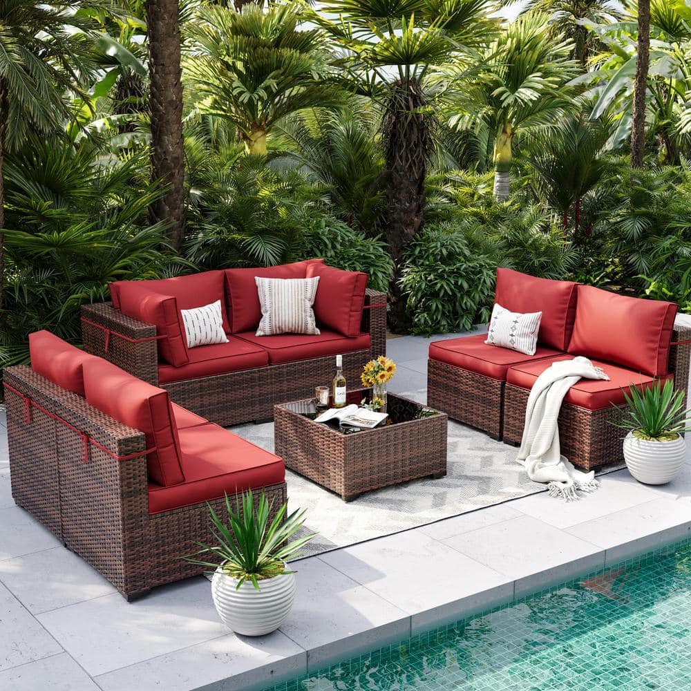 Red Sunbrella Patio Conversation Sets Outdoor Patio Furniture Set