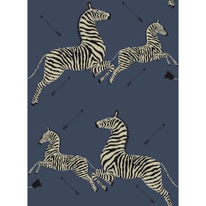 Denim Zebra Safari Self Adhesive Wallpaper