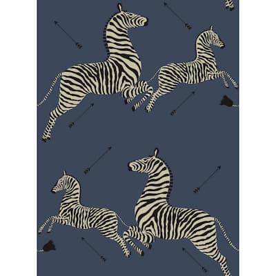 Denim Zebra Safari Self Adhesive Wallpaper