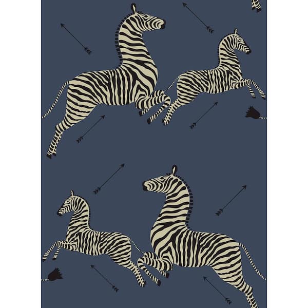 Scalamandre Denim Zebra Safari Self Adhesive Wallpaper